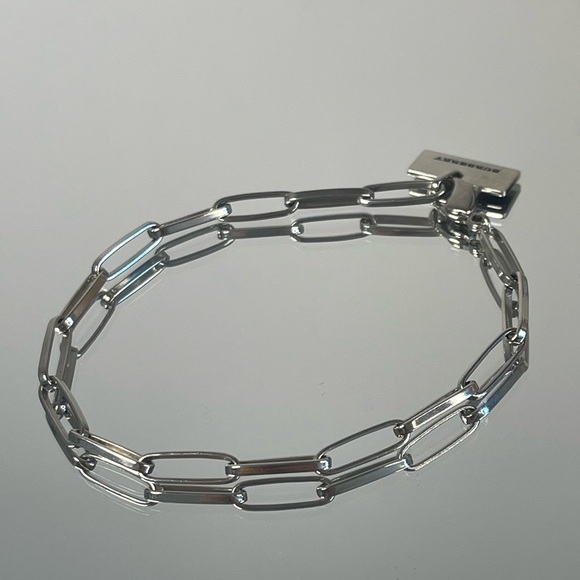 BURBERRY Logo Plate Silver Tone Bracelet - Picture 2 of 7